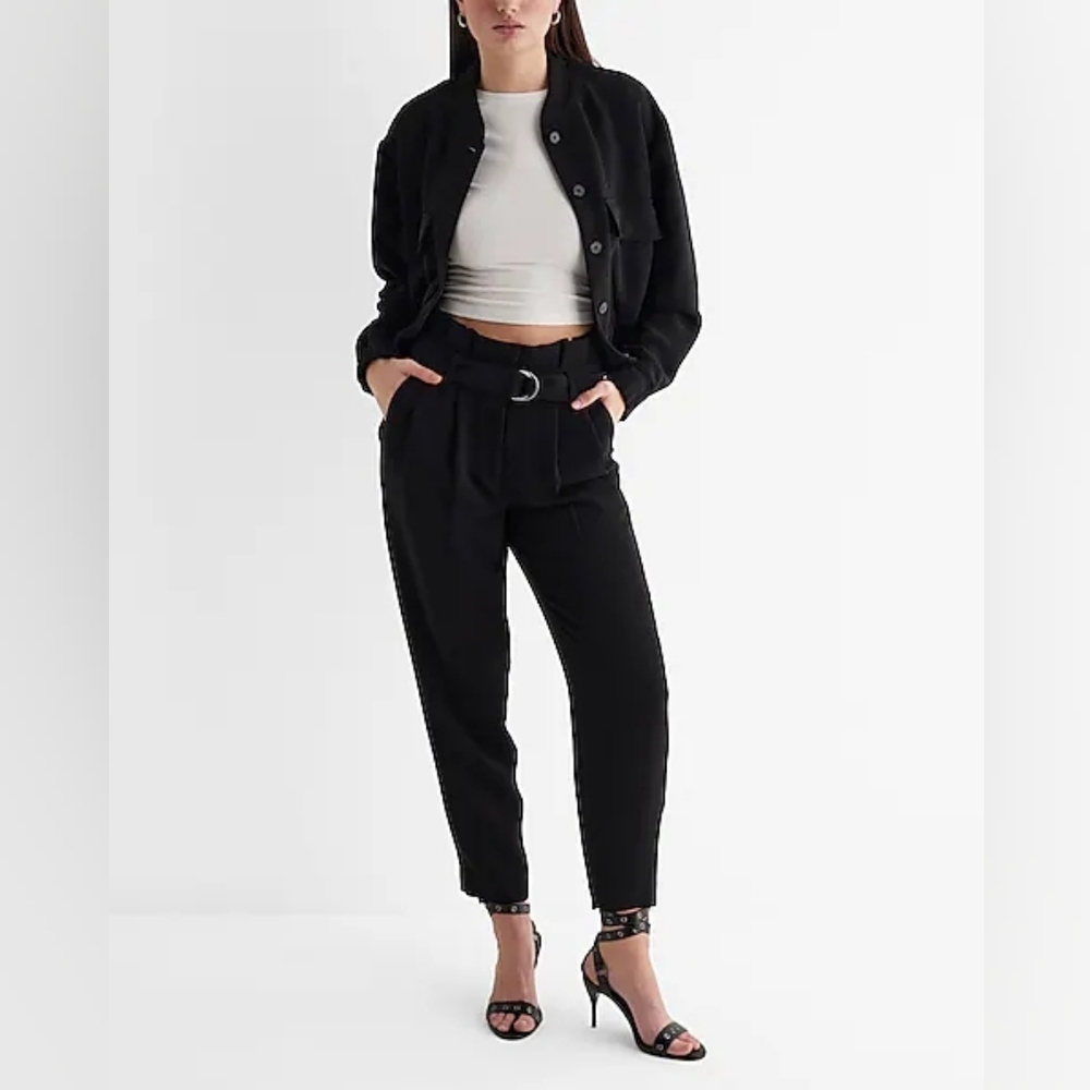 Stylist Super High Waisted Belted Paperbag Ankle Pant